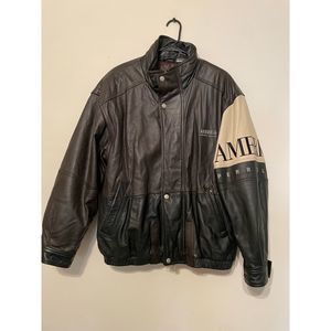 Vintage Perry Ellis America 100% Leather Jacket- Large